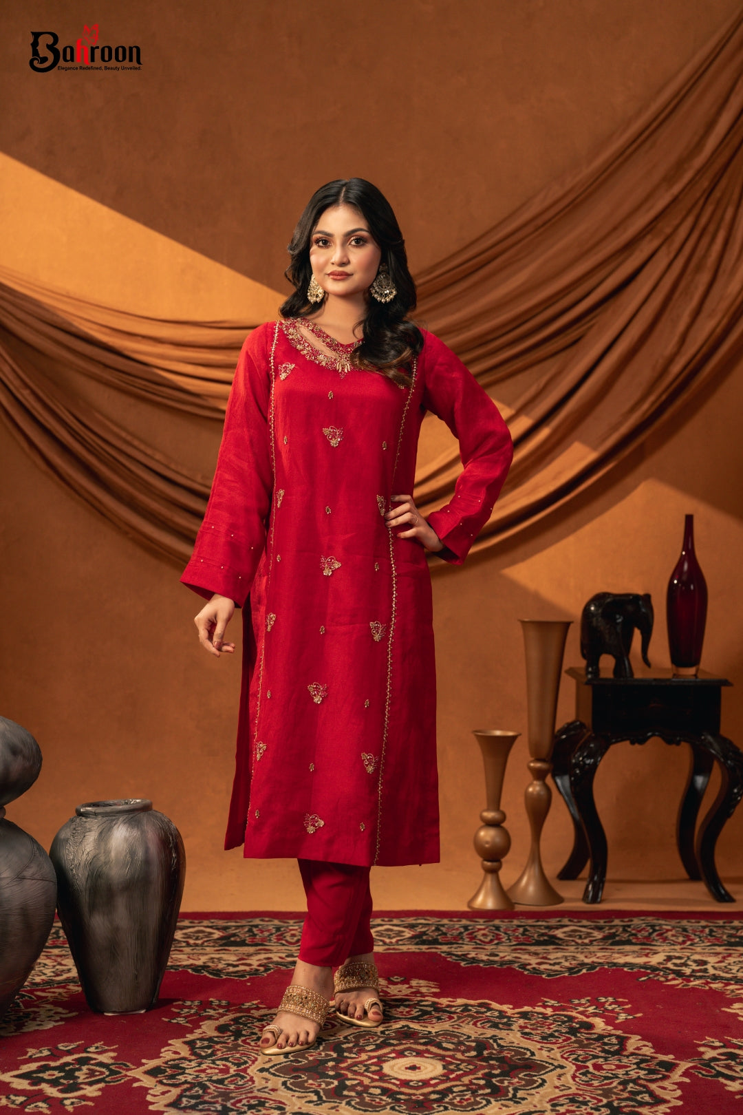 Mahnoor Hand Crafted Three Piece Ethnic Suit for Women