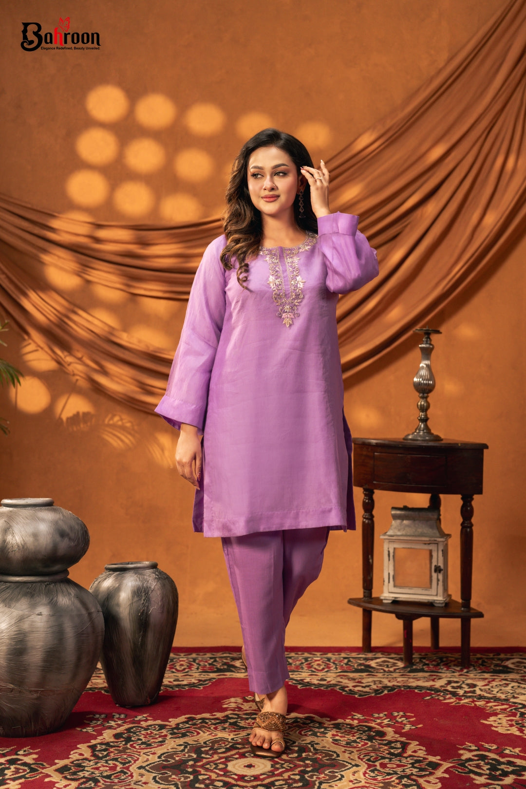 Viorra Lavender Purple Two Piece Ethnic Suit for Women S-XL