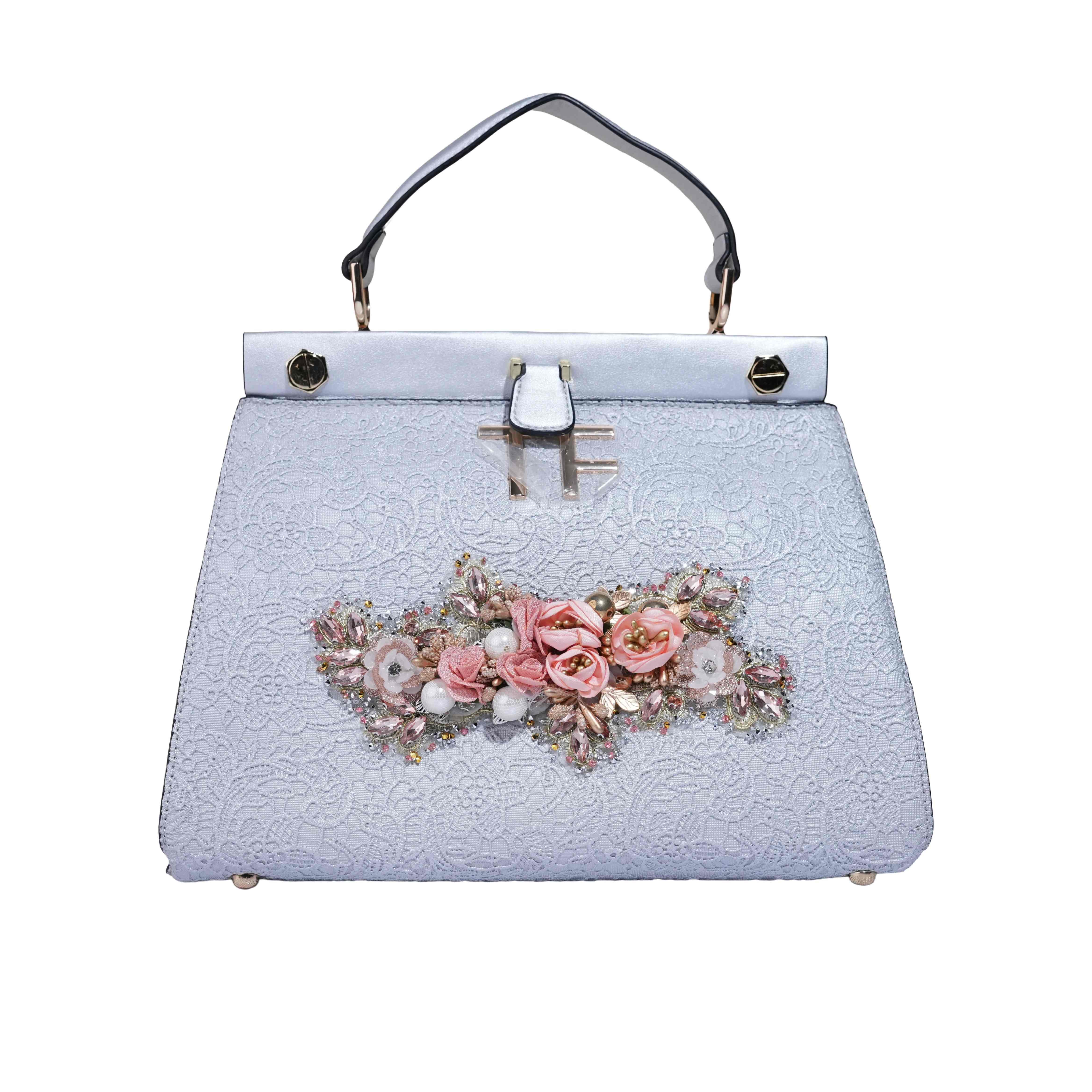 Premium Leather Floral Embroidered Satchel Bag