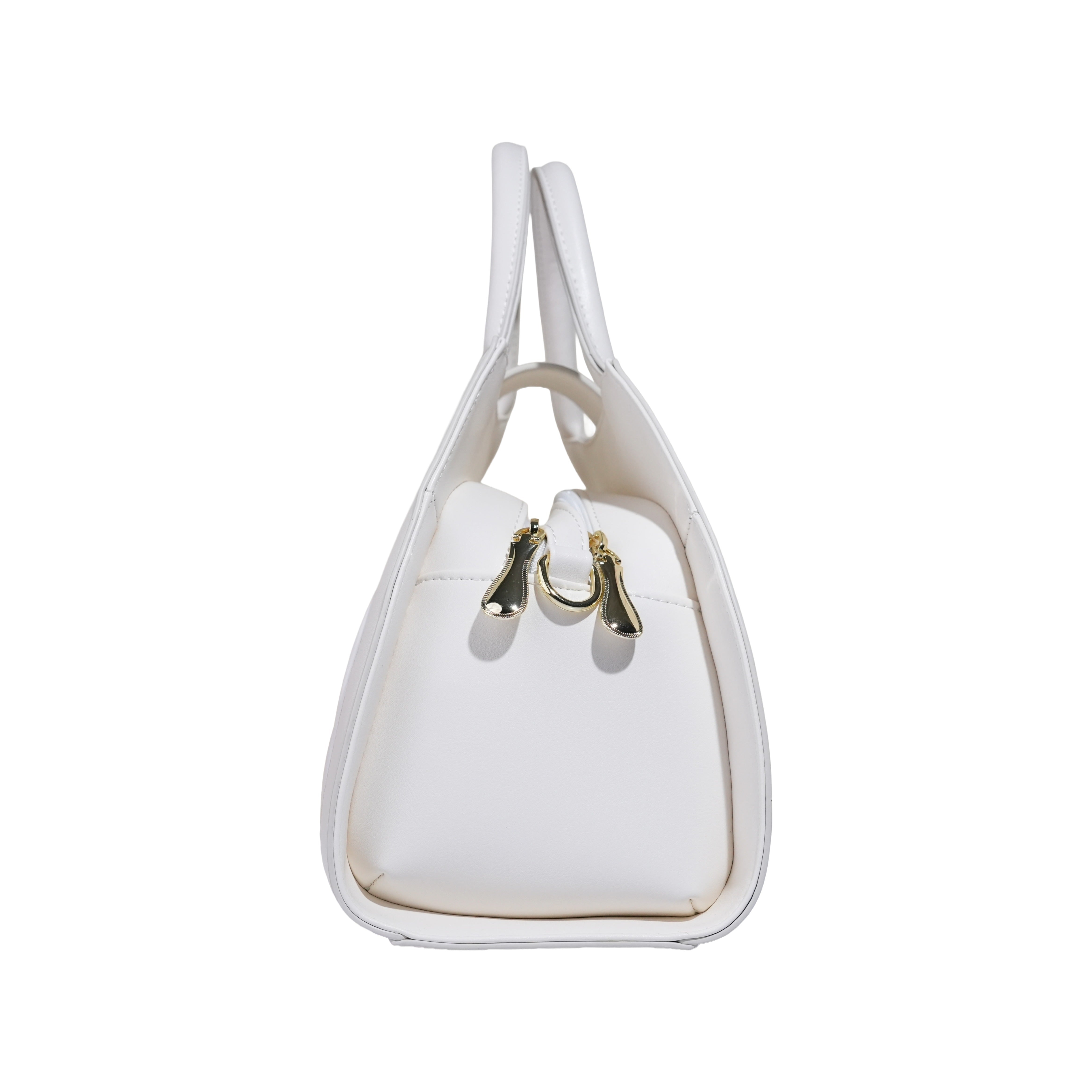 Premium Quilted White Handbag with Gold Buckle
