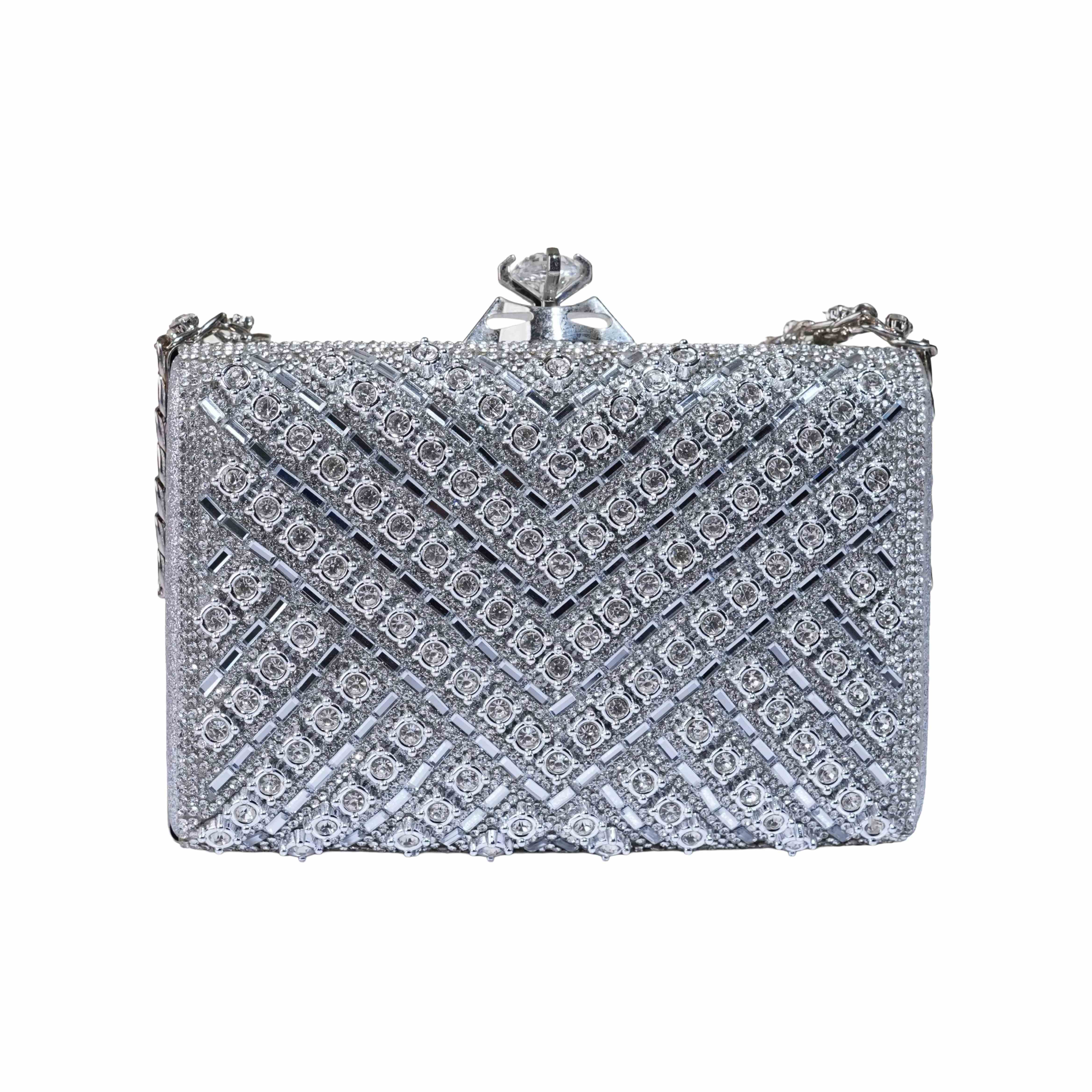 Premium Sparkly Rhinestone Overlay Evening Clutch Bag