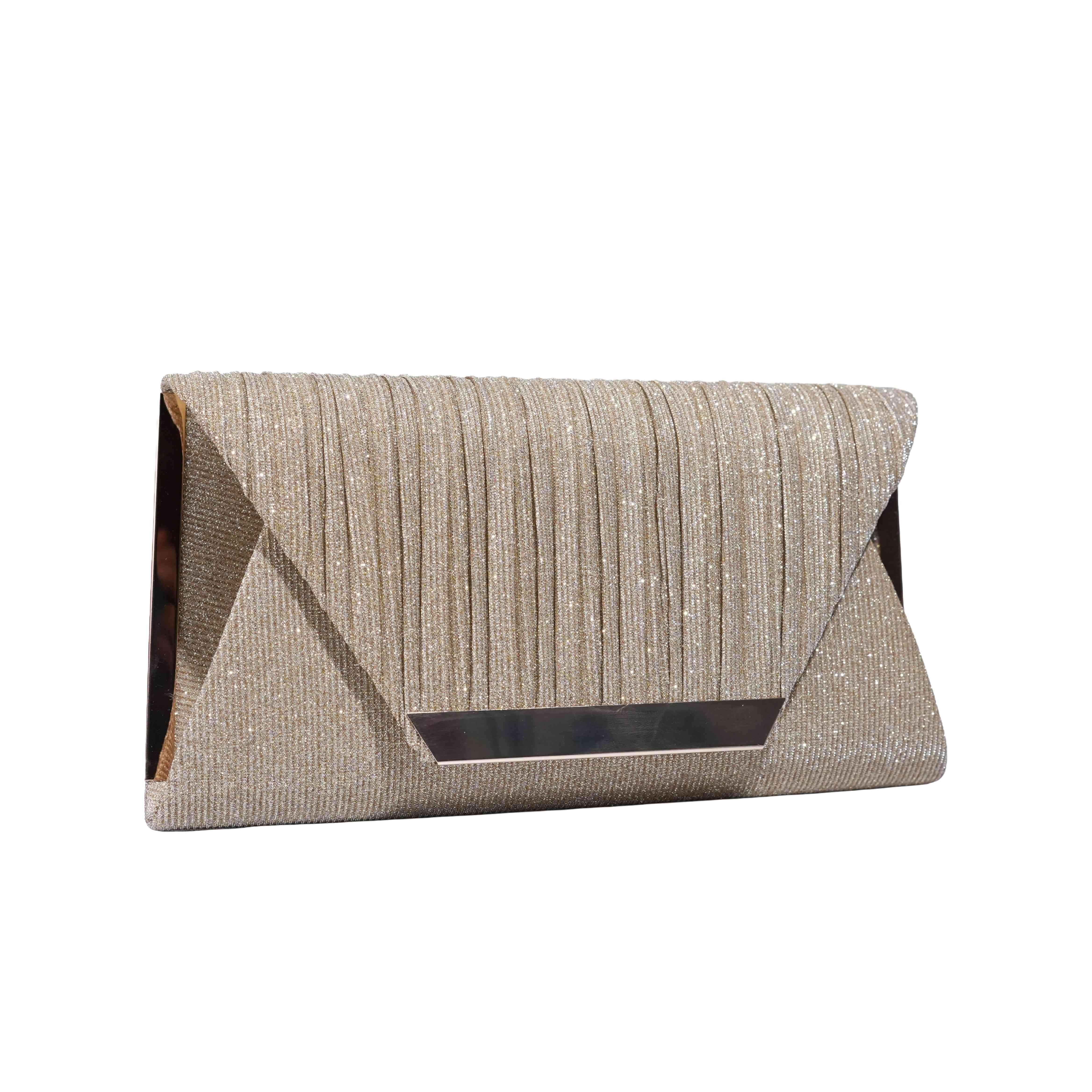 Shimmer Pleated Envelope Evening Clutch Bag