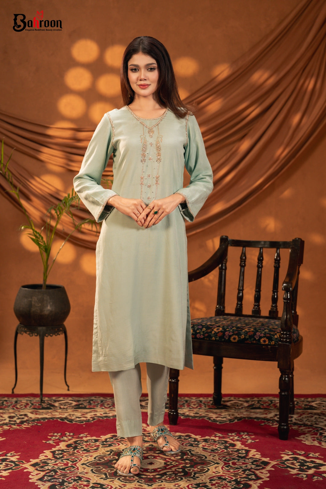 Sidra Sage Green Two Piece Ethnic Suit for Women S-XL