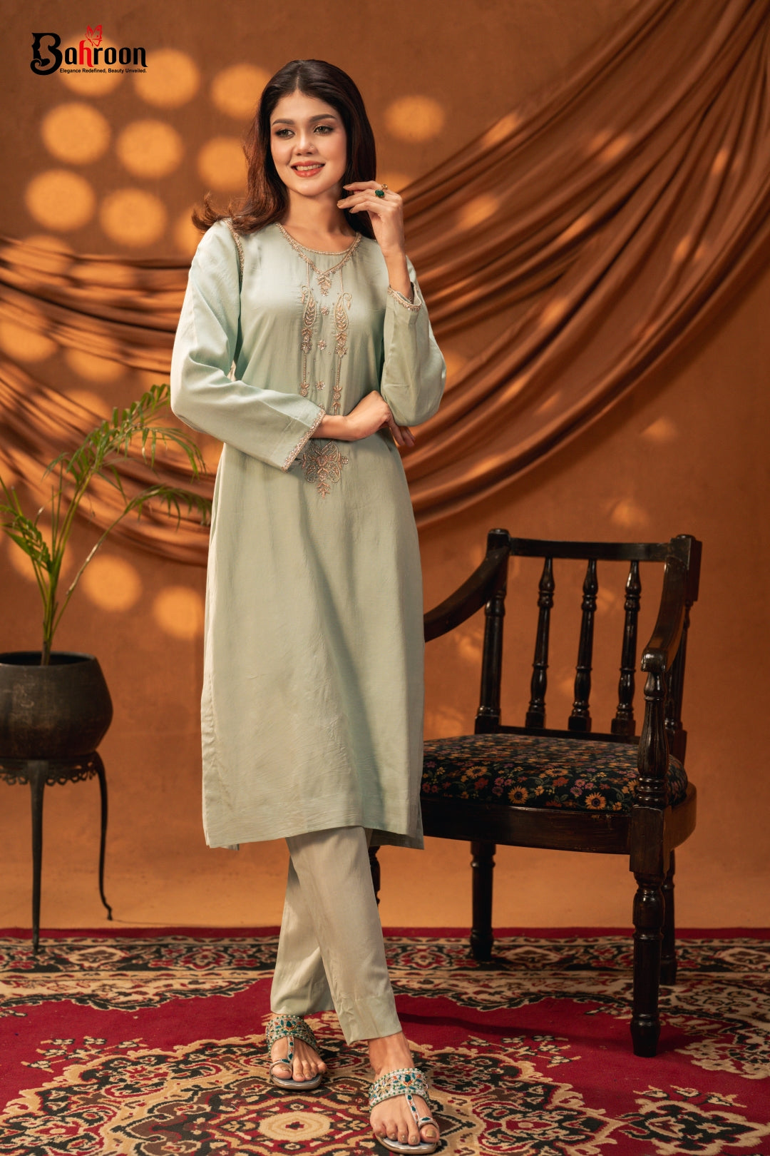 Sidra Sage Green Two Piece Ethnic Suit for Women S-XL