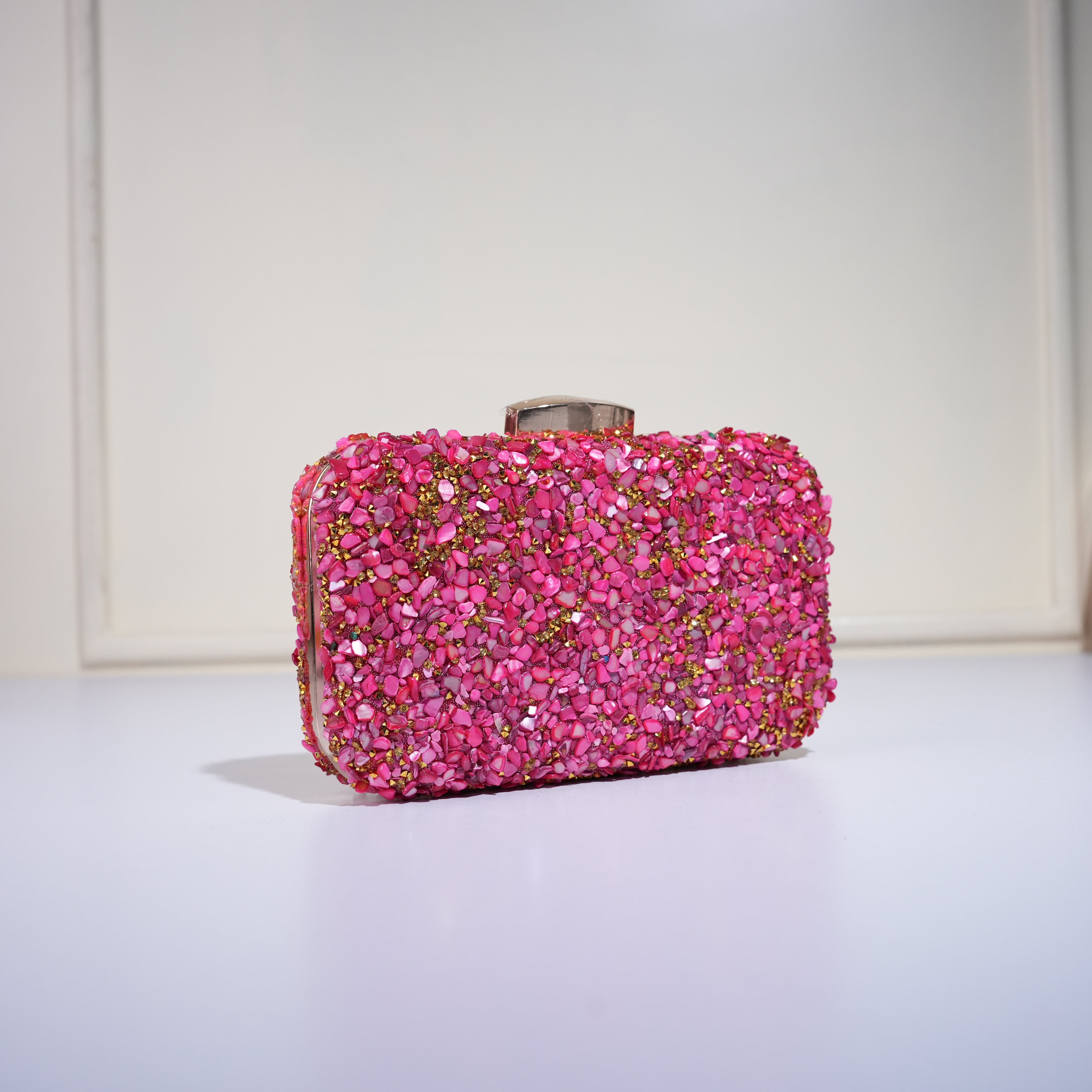 Crystal Embellished Box Evening Clutch Bag
