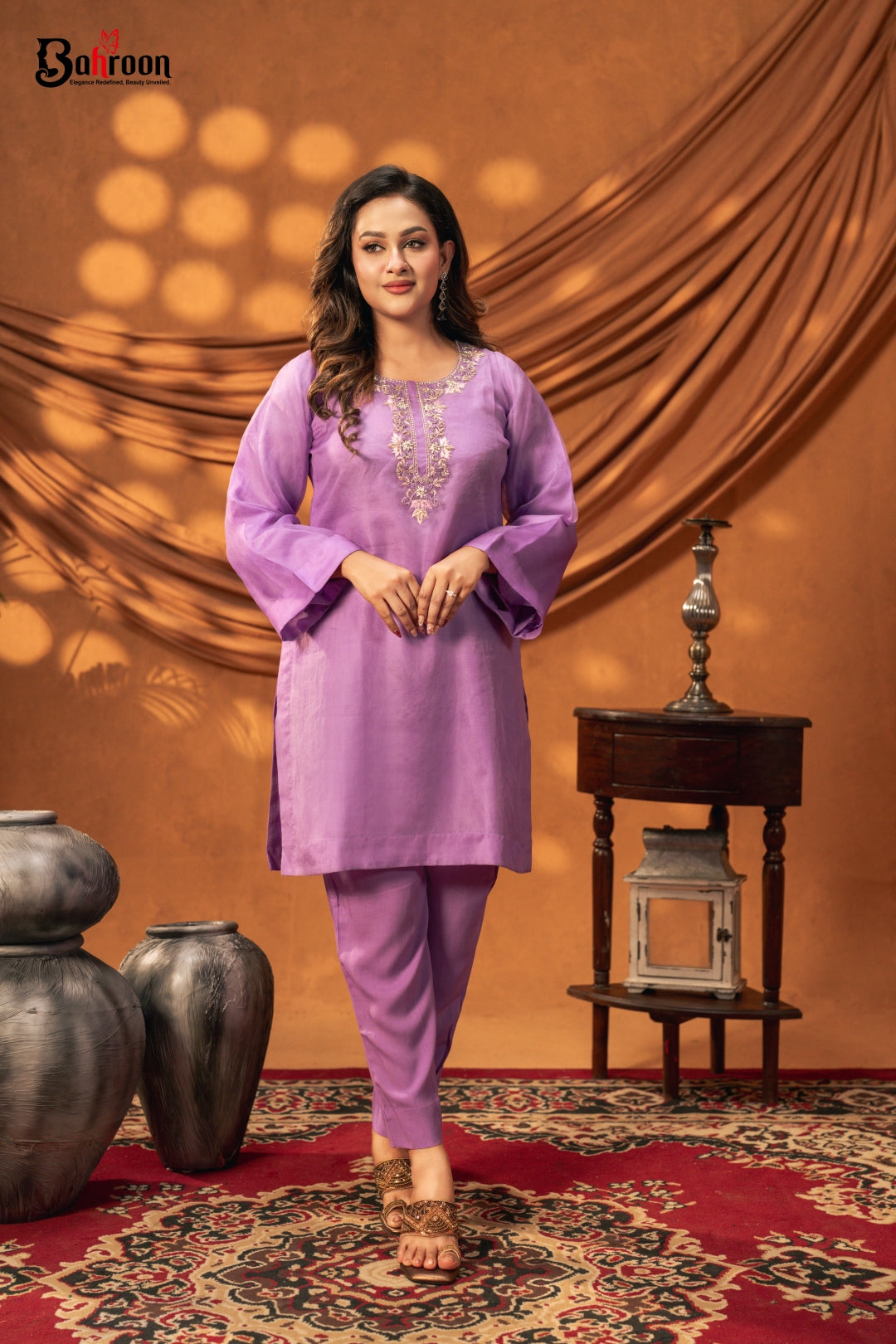 Viorra Lavender Purple Two Piece Ethnic Suit for Women S-XL