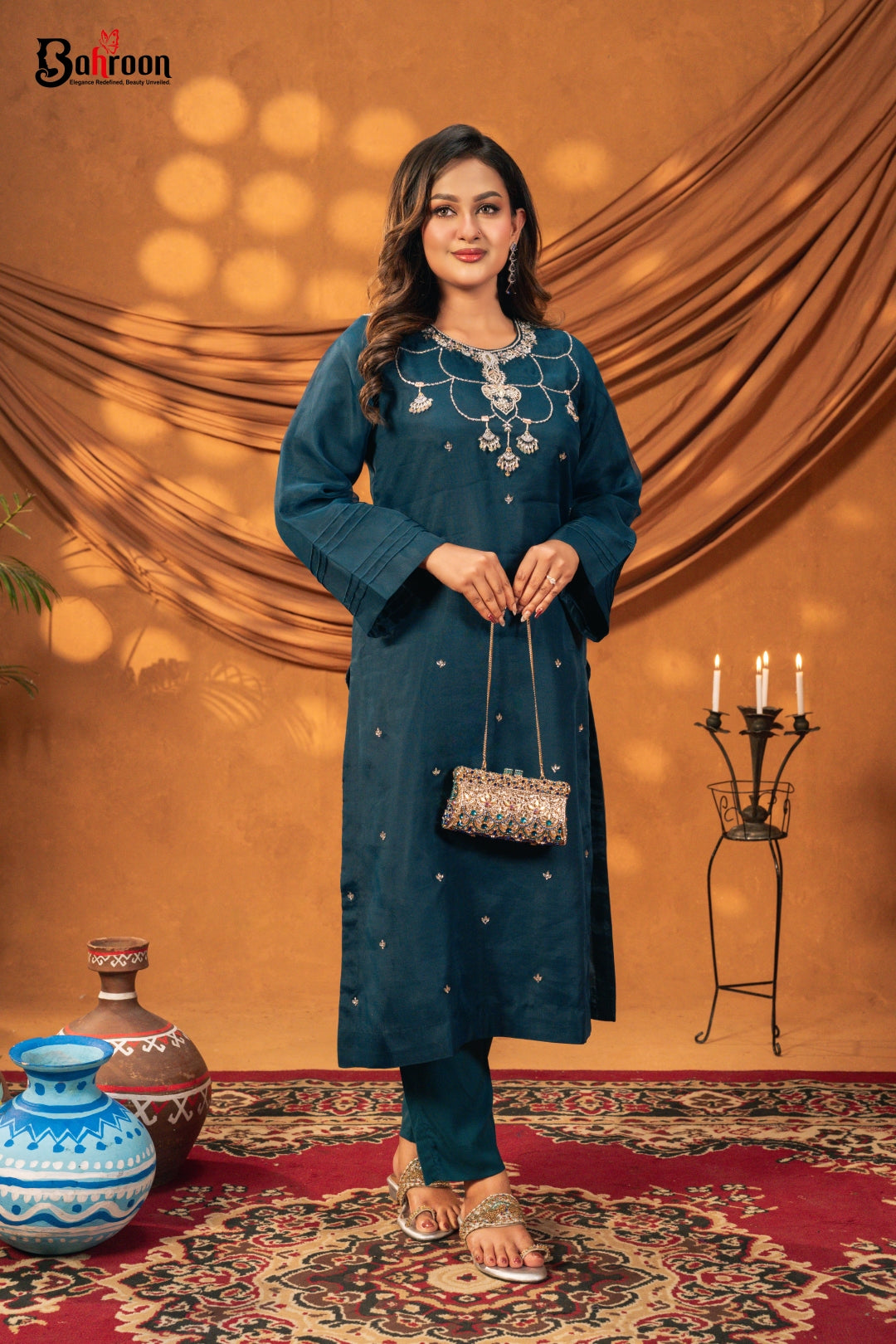 Mehwish Teal Green Two Piece Ethnic Suit for Women S-XL