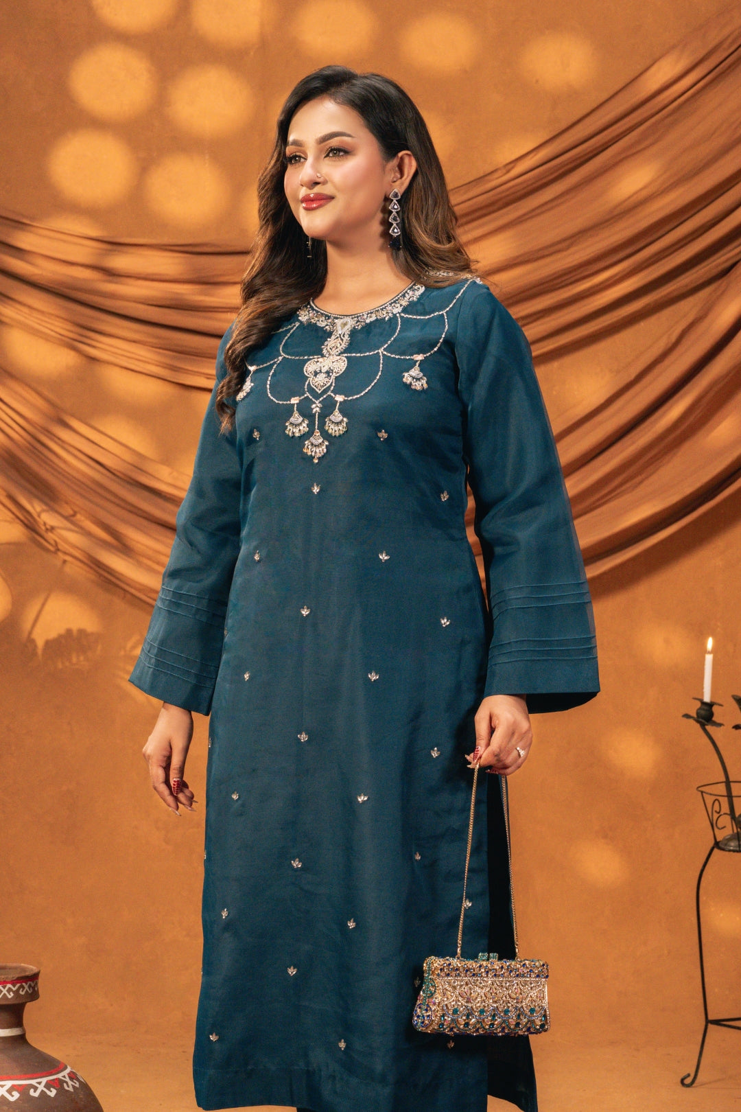 Mehwish Teal Green Two Piece Ethnic Suit for Women S-XL