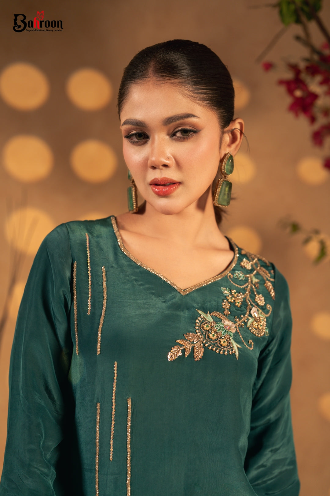 Zariyaah Emerald Green Two Piece Ethnic Suit for Women S-XL