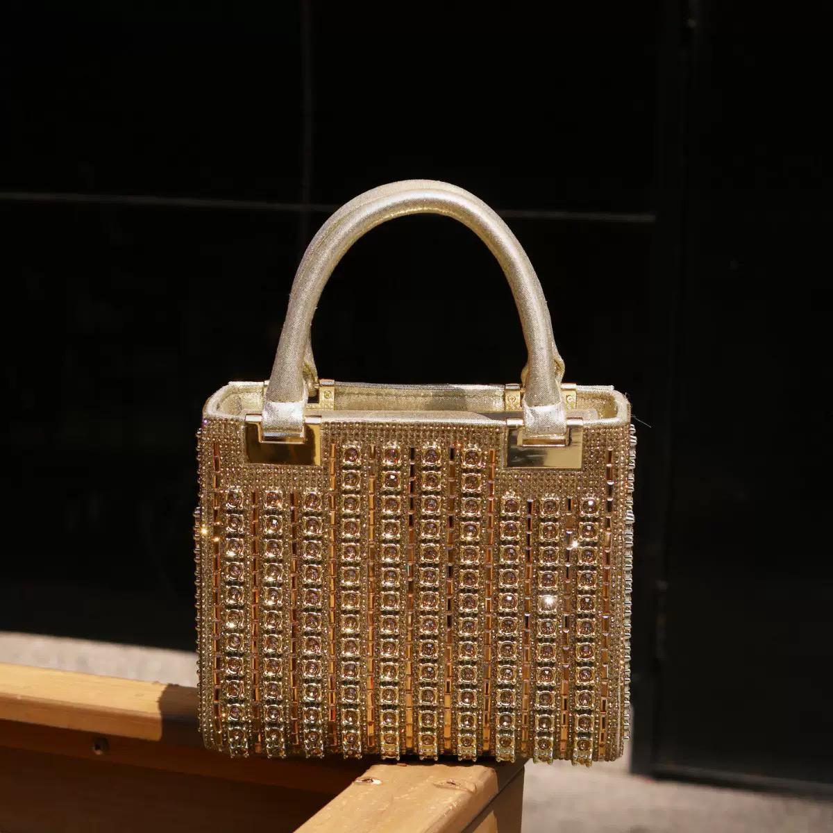 Luxury high-end crystal diamond women's evening clutch bag