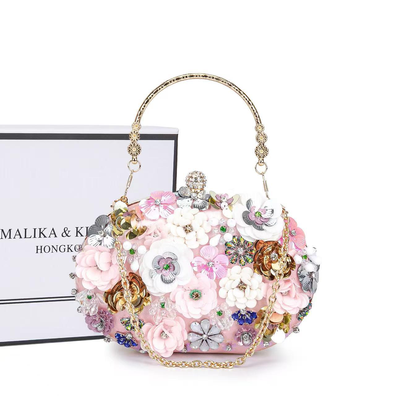 3D beaded flower evening bag