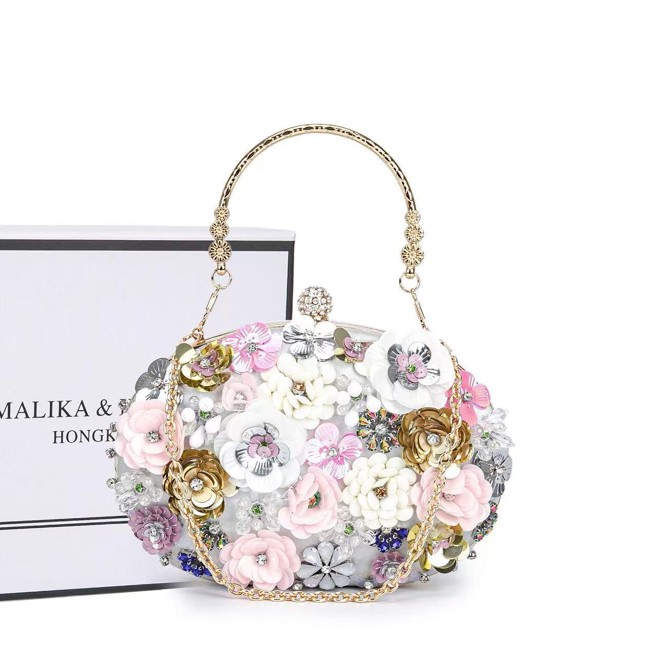3D beaded flower evening bag